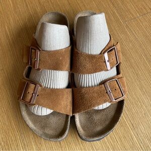 Birkenstock Arizona Soft Footbed Sandals Mink Camel Brown Suede Size 39 NEW